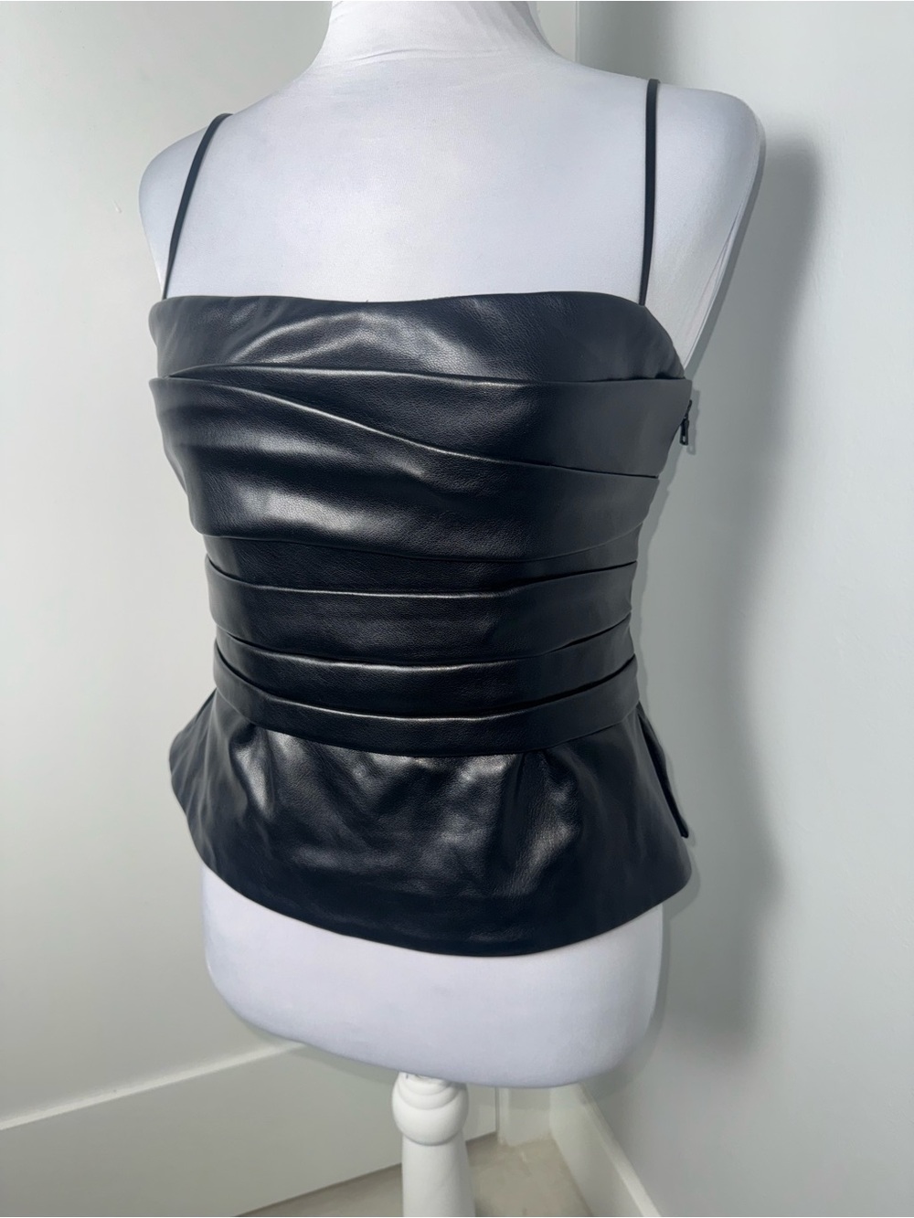 SIMKHAI Imara Vegan Leather Bustier Top in Black/Size 4 - Picture 6 of 11